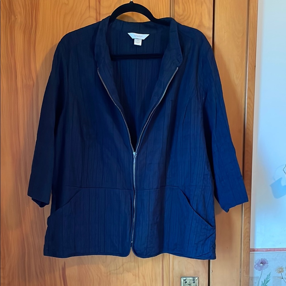 CJ Banks Blue Blazer Relaxed Fit 3/4 Sleeves